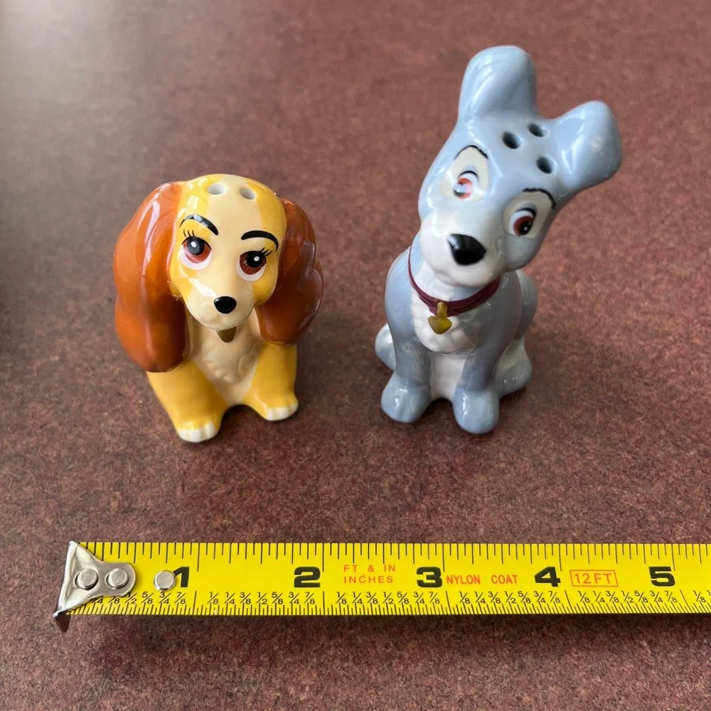 Disney Lady and the Tramp Salt and Pepper Shakers Ceramic Dog Figurine Set